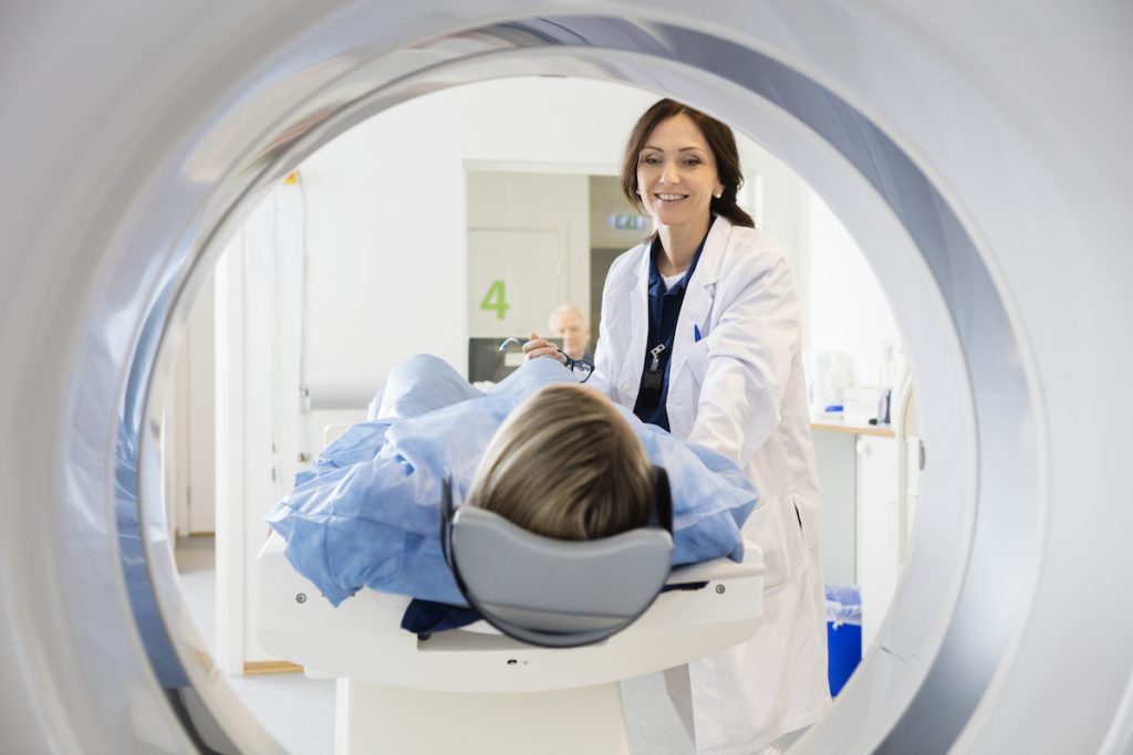 woman getting a brain scan