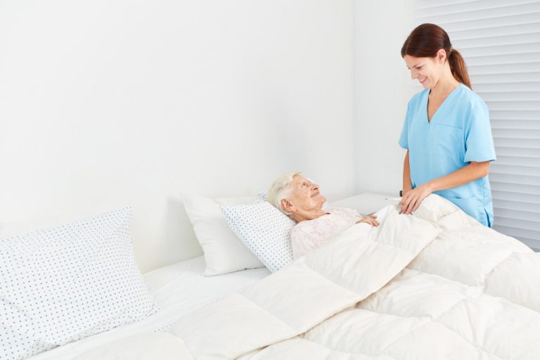 nurse taking care of a senior