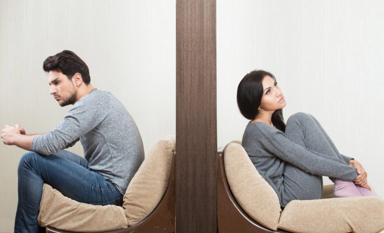 couple away from each other after an argument