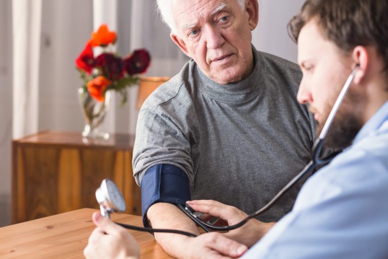 Old man check up for dementia